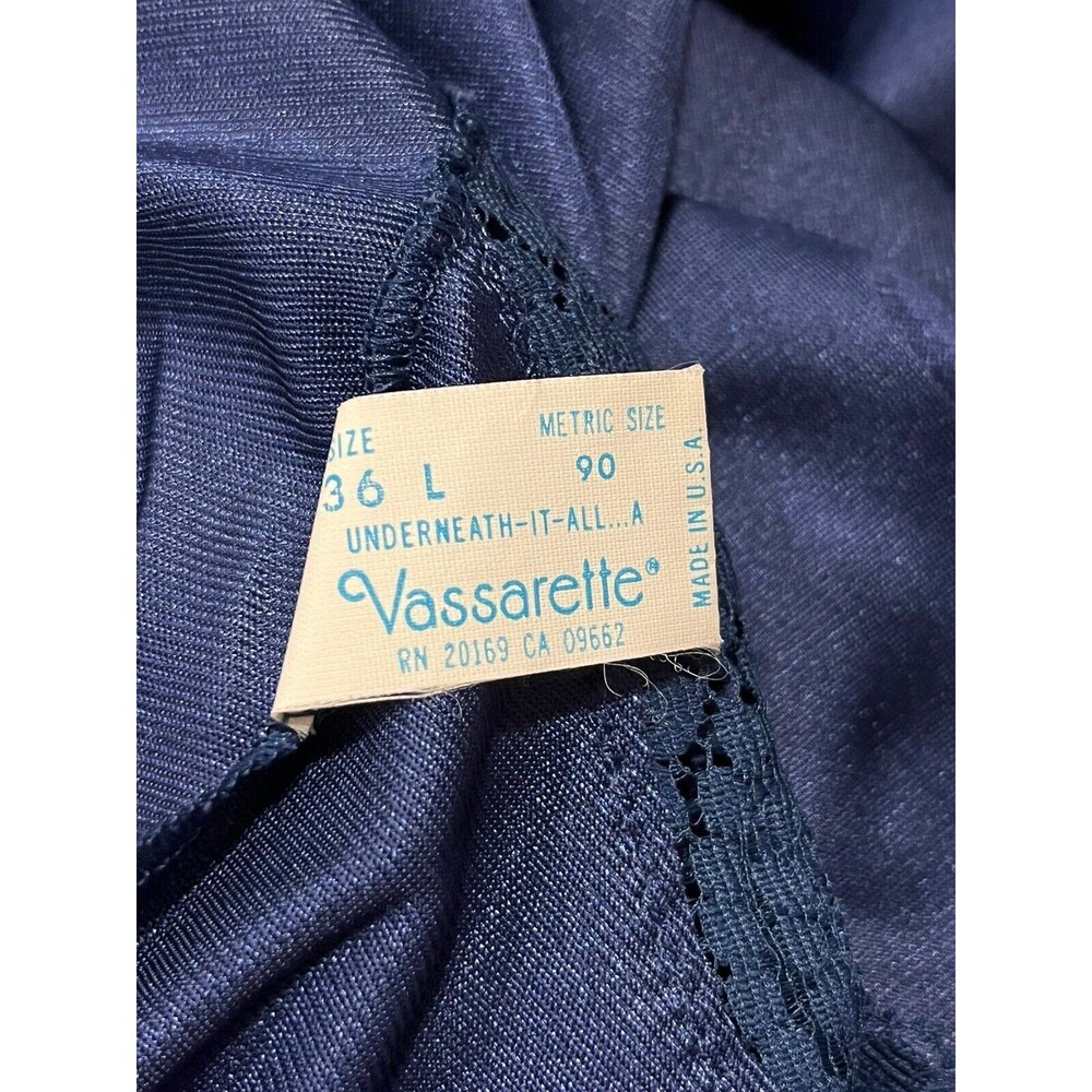 HOLLYWOOD VASSARETTE Vintage Slip Dress 36 Blue Lace Nylon Tricot Coquette - Picture 10 of 15